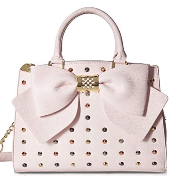 Betsey Johnson Handbags - Betsey Johnson PINK STUDDED BOW SATCHEL